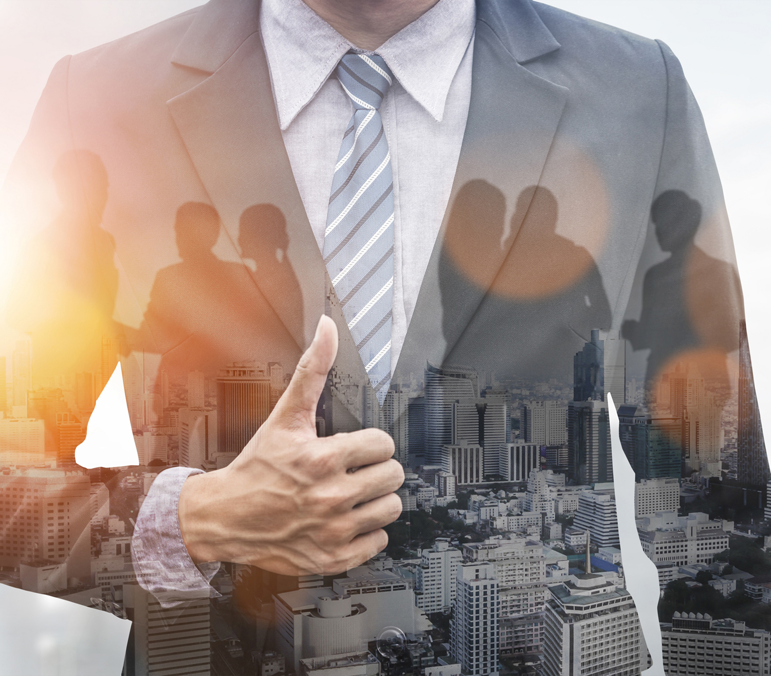 Double Exposure Image of Business Person